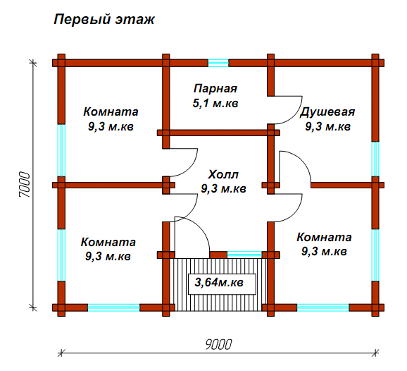 Дом баня с 2 спальнями и гостиной